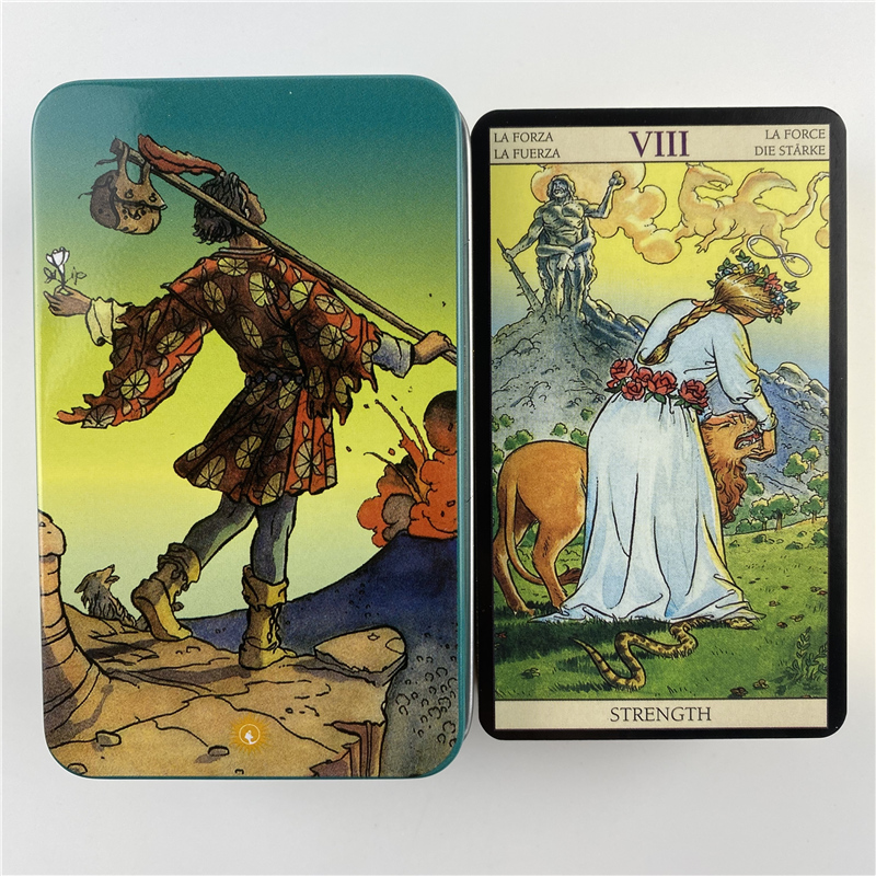 Metal Box Gilded Edition Back  - Tarot Cards Deck With Guidebook recension och pris