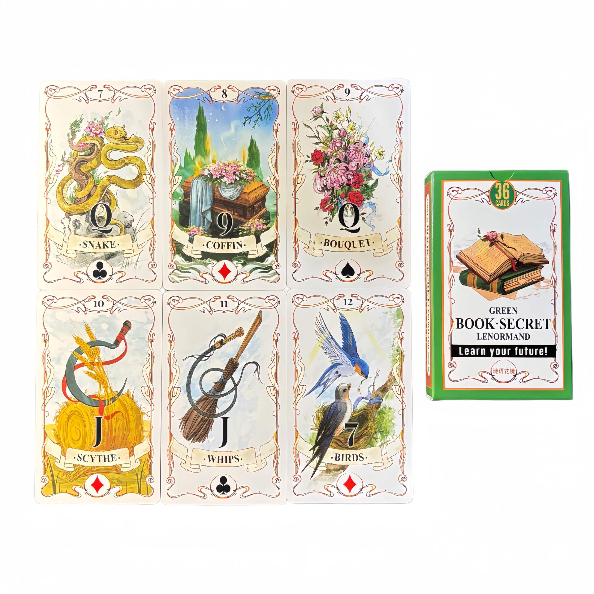 Green Book Secret Lenormand Or - Tarot Cards Deck With Guidebook recension och pris